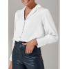imageCicy Bell Womens Silk Blouse Tops V Neck Puff Long Sleeve Button Down Shirts for Work Office Casual White