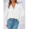imageCicy Bell Womens Silk Blouse Tops V Neck Puff Long Sleeve Button Down Shirts for Work Office Casual White