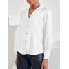 imageCicy Bell Womens Silk Blouse Tops V Neck Puff Long Sleeve Button Down Shirts for Work Office Casual White