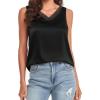 imageCicy Bell Womens Silk Satin Tank Tops Lace V Neck Blouse Dressy Casual Shirts Camisole