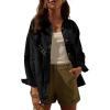 imageCicy Bell Womens Button Down Shirts Jackets Shackets Eyelet Hollow Out Embroidery Long Sleeve Blouses TopsBlack