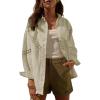 imageCicy Bell Womens Button Down Shirts Jackets Shackets Eyelet Hollow Out Embroidery Long Sleeve Blouses TopsKhaki