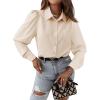 imageCicy Bell Womens Button Down Shirts Long Puff Sleeve V Neck Casual Work Office Tunic TopBeige