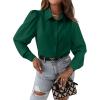 imageCicy Bell Womens Button Down Shirts Long Puff Sleeve V Neck Casual Work Office Tunic TopBlackish Green