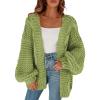 imageCicy Bell Womens Open Front Chunky Knit Cardigan Loose Lantern Sleeve Oversized Sweater CoatsGreen