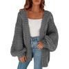 imageCicy Bell Womens Open Front Chunky Knit Cardigan Loose Lantern Sleeve Oversized Sweater CoatsGrey