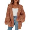 imageCicy Bell Womens Open Front Chunky Knit Cardigan Loose Lantern Sleeve Oversized Sweater CoatsKhaki