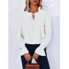imageCicy Bell Womens Elegant Tops Ruffle Mock Neck Long Sleeve Dressy Casual Chiffon Blouses Shirts White Small