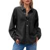 imageCicy Bell Womens Oversized Denim Shirts Jackets Button Down Curved Hem Long Sleeve Jean Tops ShacketsBlack