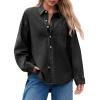 imageCicy Bell Womens Oversized Denim Shirts Jackets Button Down Curved Hem Long Sleeve Jean Tops ShacketsBlack