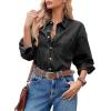 imageCicy Bell Womens Oversized Denim Shirts Jackets Button Down Curved Hem Long Sleeve Jean Tops ShacketsBlack