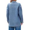 imageCicy Bell Womens Oversized Denim Shirts Jackets Button Down Curved Hem Long Sleeve Jean Tops ShacketsJean Blue
