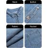 imageCicy Bell Womens Oversized Denim Shirts Jackets Button Down Curved Hem Long Sleeve Jean Tops ShacketsJean Blue