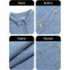 imageCicy Bell Womens Oversized Denim Shirts Jackets Button Down Curved Hem Long Sleeve Jean Tops ShacketsWashed Blue