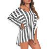 imageCicy Bell Womens Oversized Striped Shirts 34 Sleeve V Neck Loose Fit Tunic Tops Dressy Casual BlouseBlack