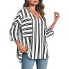 imageCicy Bell Womens Oversized Striped Shirts 34 Sleeve V Neck Loose Fit Tunic Tops Dressy Casual BlouseBlack