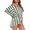imageCicy Bell Womens Oversized Striped Shirts 34 Sleeve V Neck Loose Fit Tunic Tops Dressy Casual BlouseGreen
