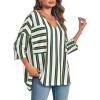 imageCicy Bell Womens Oversized Striped Shirts 34 Sleeve V Neck Loose Fit Tunic Tops Dressy Casual BlouseGreen