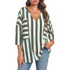 imageCicy Bell Womens Oversized Striped Shirts 34 Sleeve V Neck Loose Fit Tunic Tops Dressy Casual BlouseGreen