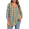 imageCicy Bell Womens Oversized Striped Shirts 34 Sleeve V Neck Loose Fit Tunic Tops Dressy Casual BlouseMustard