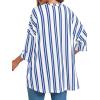 imageCicy Bell Womens Oversized Striped Shirts 34 Sleeve V Neck Loose Fit Tunic Tops Dressy Casual BlouseNavy
