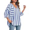 imageCicy Bell Womens Oversized Striped Shirts 34 Sleeve V Neck Loose Fit Tunic Tops Dressy Casual BlouseNavy