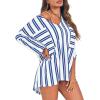 imageCicy Bell Womens Oversized Striped Shirts 34 Sleeve V Neck Loose Fit Tunic Tops Dressy Casual BlouseNavy