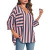 imageCicy Bell Womens Oversized Striped Shirts 34 Sleeve V Neck Loose Fit Tunic Tops Dressy Casual BlousePink