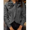 imageCicy Bell Womens Plaid Shirts Bow Tied Neck Button Down Long Sleeve Casual Dressy Blouse TopsBlack