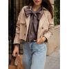 imageCicy Bell Womens Plaid Shirts Bow Tied Neck Button Down Long Sleeve Casual Dressy Blouse TopsBrown