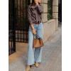 imageCicy Bell Womens Plaid Shirts Bow Tied Neck Button Down Long Sleeve Casual Dressy Blouse TopsBrown
