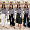imageCicy Bell Womens Plaid Shirts Bow Tied Neck Button Down Long Sleeve Casual Dressy Blouse TopsBrown