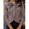 imageCicy Bell Womens Plaid Shirts Bow Tied Neck Button Down Long Sleeve Casual Dressy Blouse TopsBrown
