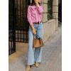 imageCicy Bell Womens Plaid Shirts Bow Tied Neck Button Down Long Sleeve Casual Dressy Blouse TopsPink