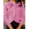 imageCicy Bell Womens Plaid Shirts Bow Tied Neck Button Down Long Sleeve Casual Dressy Blouse TopsPink