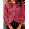 imageCicy Bell Womens Plaid Shirts Bow Tied Neck Button Down Long Sleeve Casual Dressy Blouse TopsRed