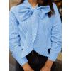 imageCicy Bell Womens Plaid Shirts Bow Tied Neck Button Down Long Sleeve Casual Dressy Blouse TopsSky Blue
