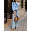 imageCicy Bell Womens Plaid Shirts Bow Tied Neck Button Down Long Sleeve Casual Dressy Blouse TopsSky Blue