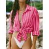 imageCicy Bell Womens Striped Button Down Shirts Oversized Long Sleeve Casual Blouses Color Block Fall TopsPink