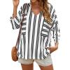 imageCicy Bell Womens Oversized Striped Shirts 34 Sleeve V Neck Loose Fit Tunic Tops Dressy Casual BlouseBlack