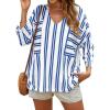 imageCicy Bell Womens Oversized Striped Shirts 34 Sleeve V Neck Loose Fit Tunic Tops Dressy Casual BlouseNavy