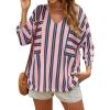 imageCicy Bell Womens Oversized Striped Shirts 34 Sleeve V Neck Loose Fit Tunic Tops Dressy Casual BlousePink