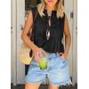 imageCicy Bell Womens Bow Front Tie Tank Tops Pleated Babydoll Top Sleeveless Cute Coquette Shirt Summer OutfitsBlack