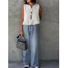 imageCicy Bell Womens Bow Front Tie Tank Tops Pleated Babydoll Top Sleeveless Cute Coquette Shirt Summer OutfitsWhite