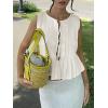 imageCicy Bell Womens Bow Front Tie Tank Tops Pleated Babydoll Top Sleeveless Cute Coquette Shirt Summer OutfitsWhite