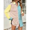 imageCicy Bell Womens Color Block Striped Button Down Shirts Oversized Trendy Casual Blouses Long Sleeve TopsBlue