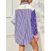 imageCicy Bell Womens Color Block Striped Button Down Shirts Oversized Trendy Casual Blouses Long Sleeve TopsPurple