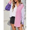 imageCicy Bell Womens Color Block Striped Button Down Shirts Oversized Trendy Casual Blouses Long Sleeve TopsPurple