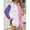 imageCicy Bell Womens Color Block Striped Button Down Shirts Oversized Trendy Casual Blouses Long Sleeve TopsPurple