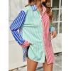 imageCicy Bell Womens Color Block Striped Button Down Shirts Oversized Trendy Casual Blouses Long Sleeve TopsRed